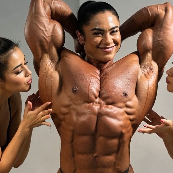 The girls just cannot resist to taste her hypertrophic muscles #KBZnaUn2